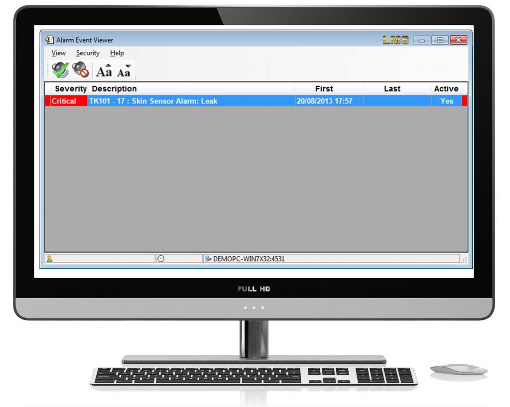 LMS LNG software alarm event viewer