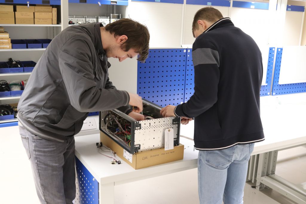 Matthew and Jake working on a Mini Receiver